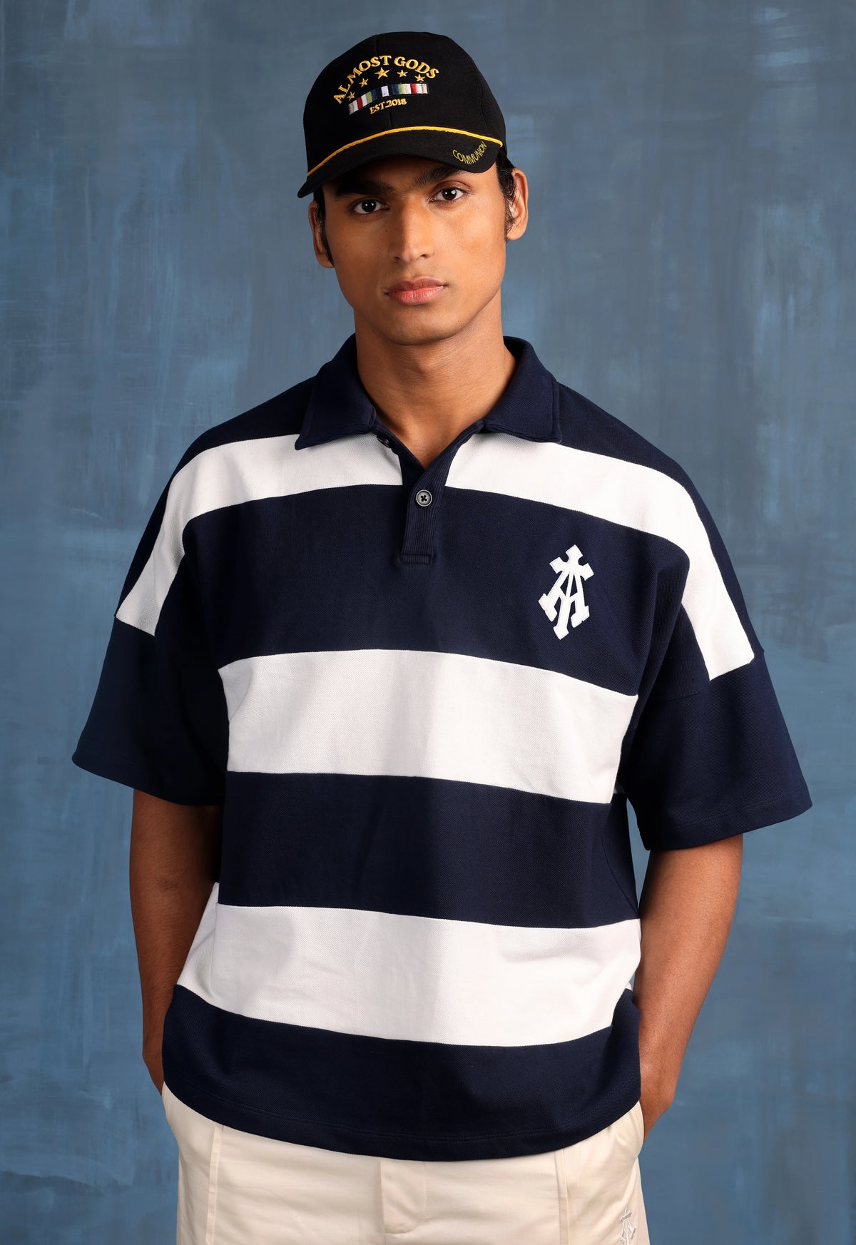 Woven Striped Boxy Polo