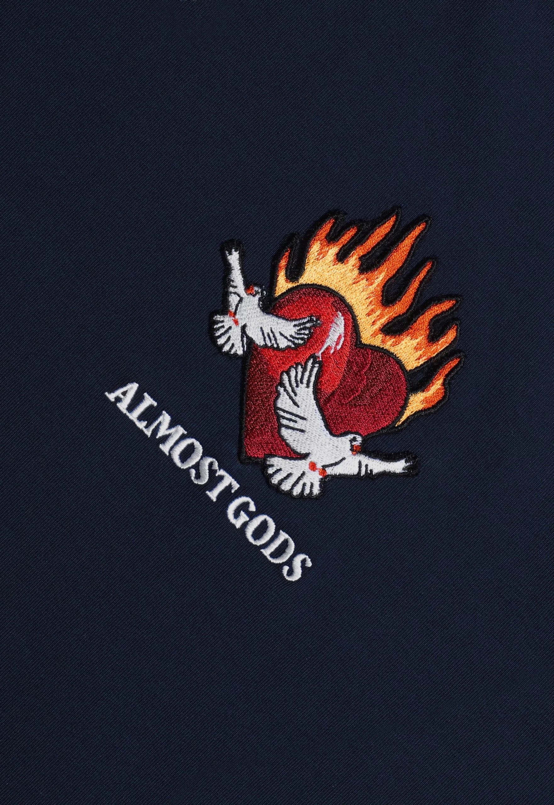 Burning Heart Boxy Tee In Navy