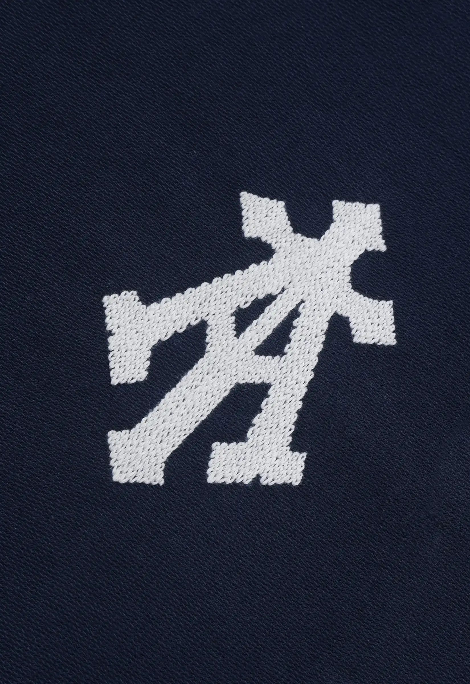 Alpha Cross Aari Knit Relaxed Tee In Navy