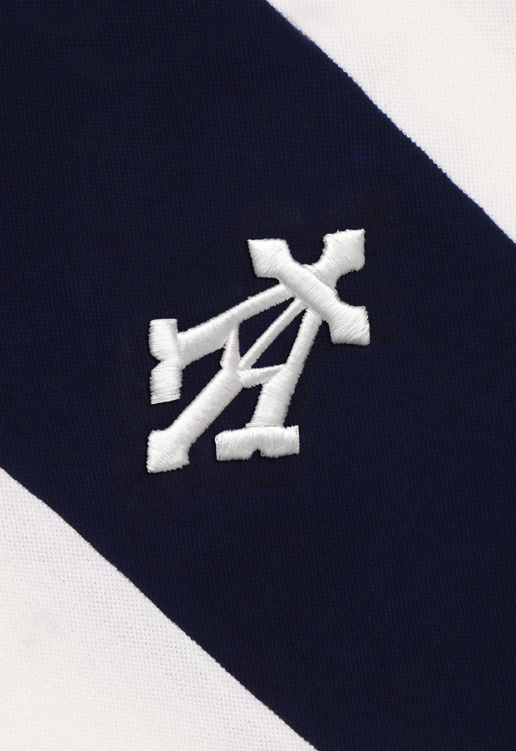 Woven Striped Boxy Polo In Navy And White