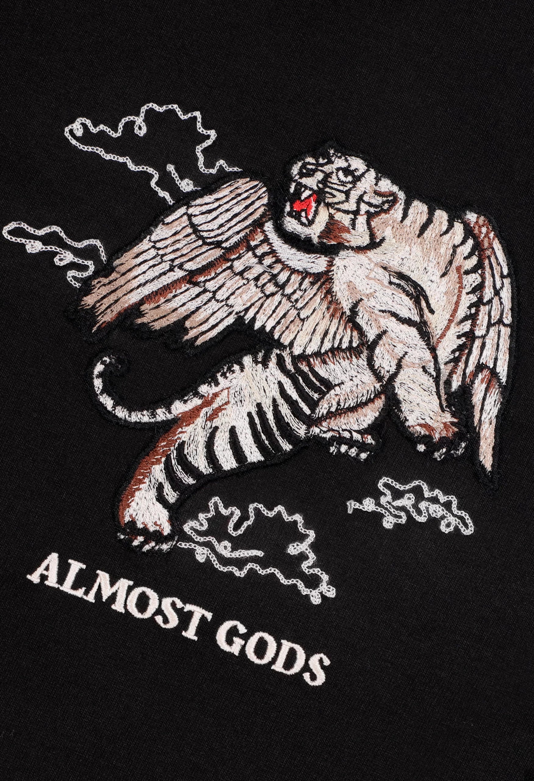 Winged Tiger Embroidered Boxy Tee In Black