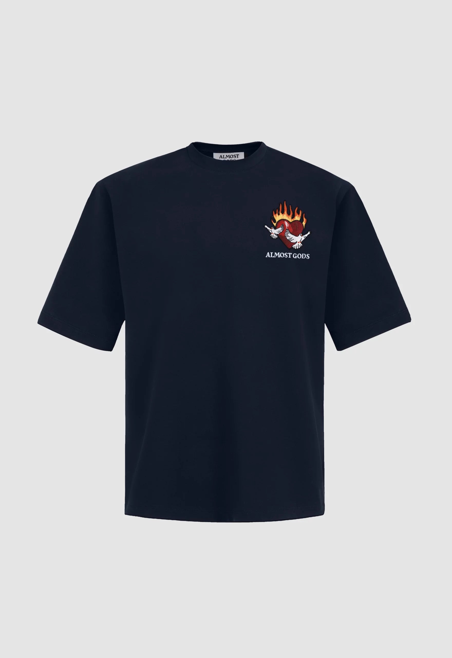 Burning Heart Boxy Tee In Navy image 0
