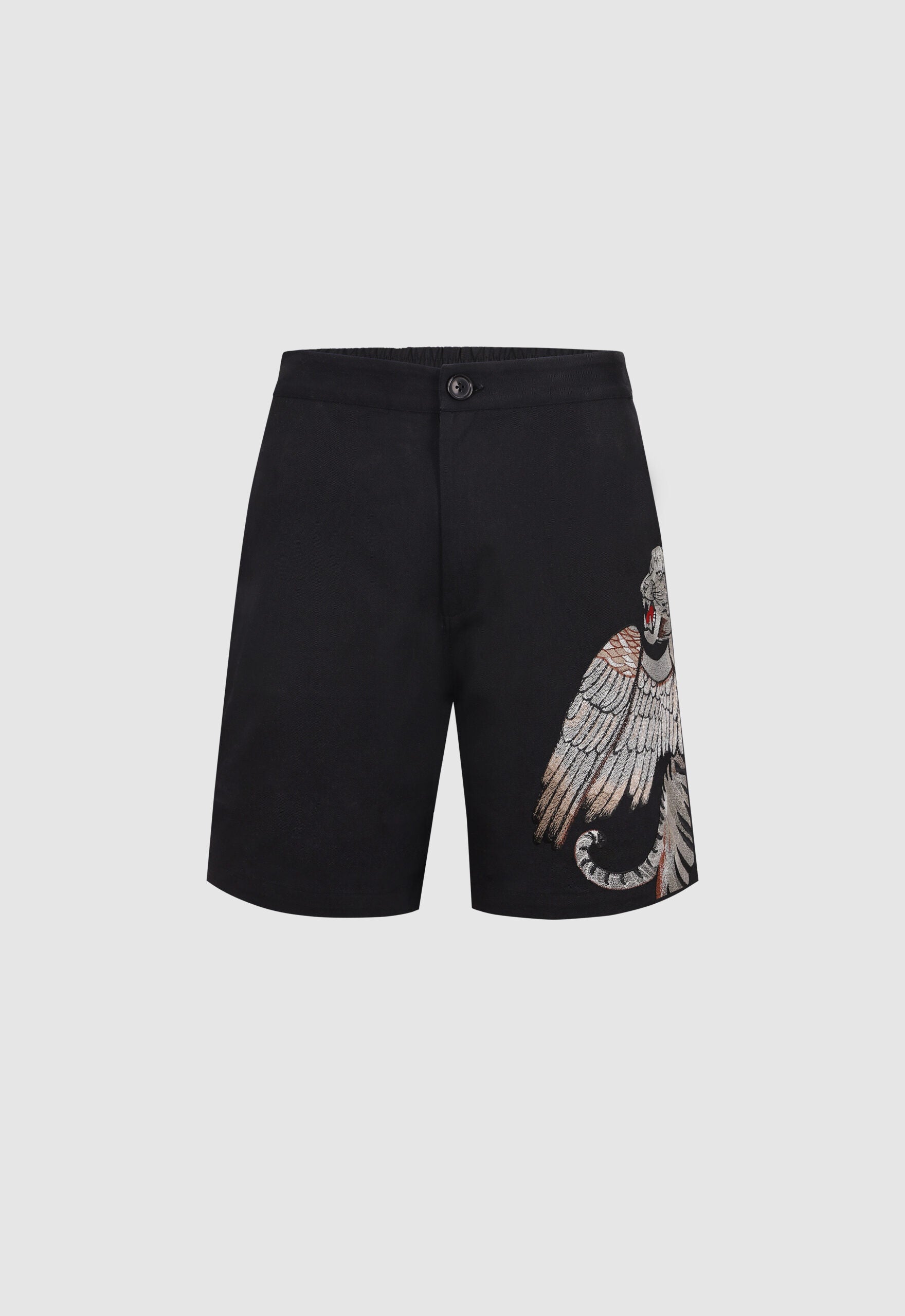 Winged Tiger Embroidered Shorts In Black