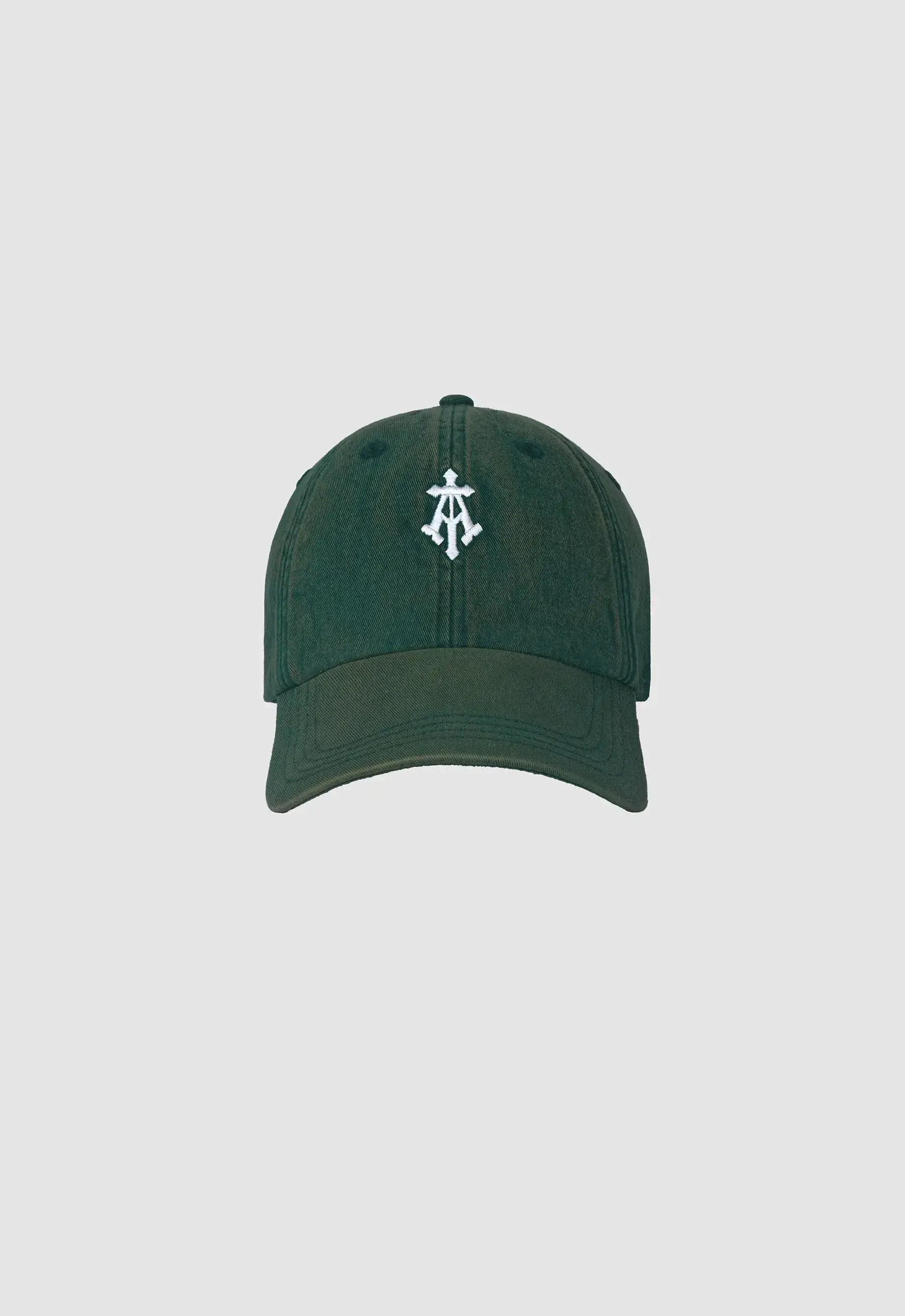 Alpha Cross Embroidered Cap in Stonewashed Pine