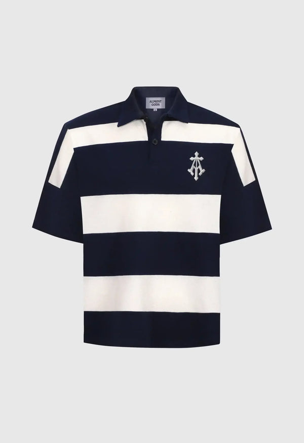 Woven Striped Boxy Polo