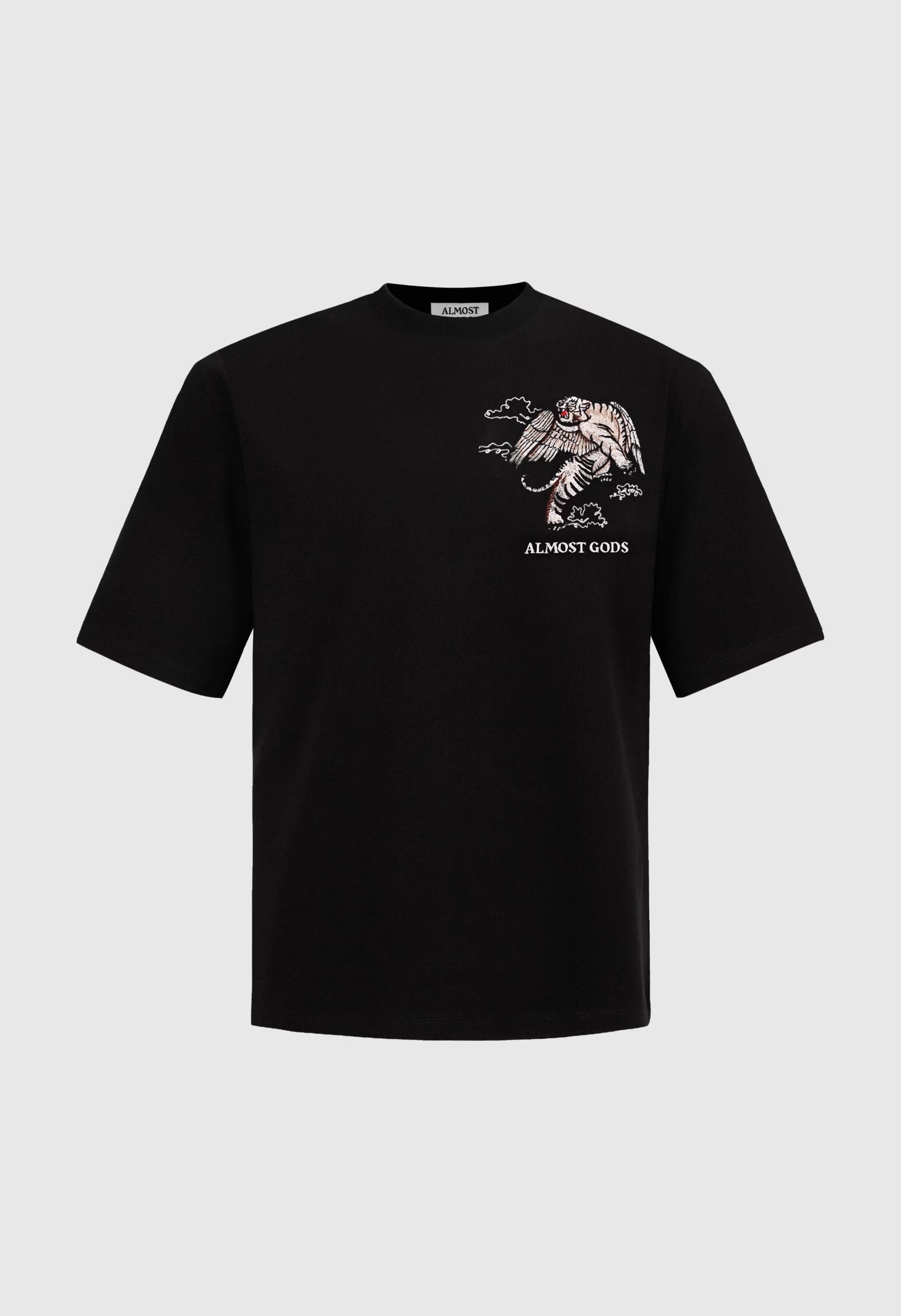 Winged Tiger Embroidered Boxy Tee In Black
