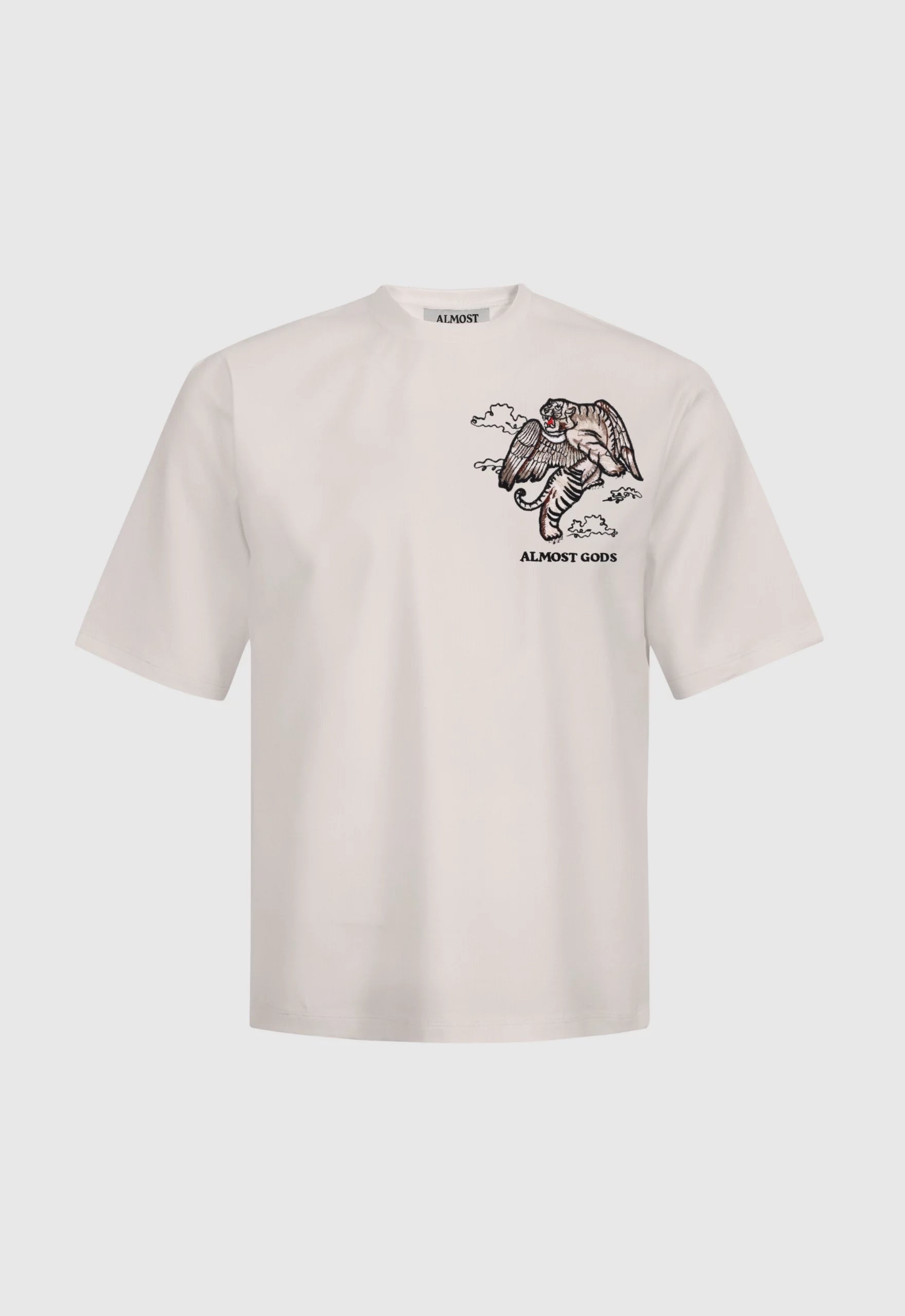 Winged Tiger Embroidered Boxy Tee In Off White