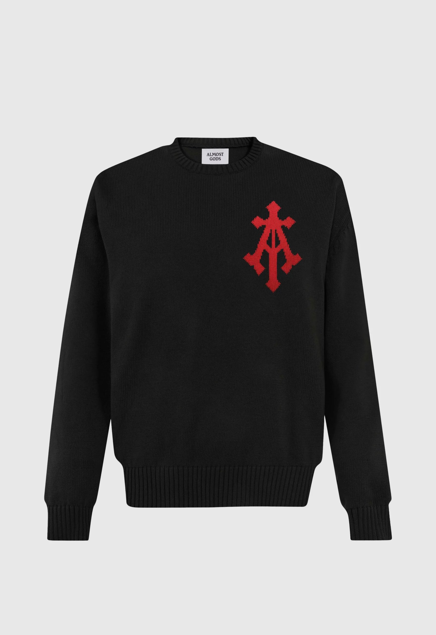 Alpha Cross Knit Sweater In Black