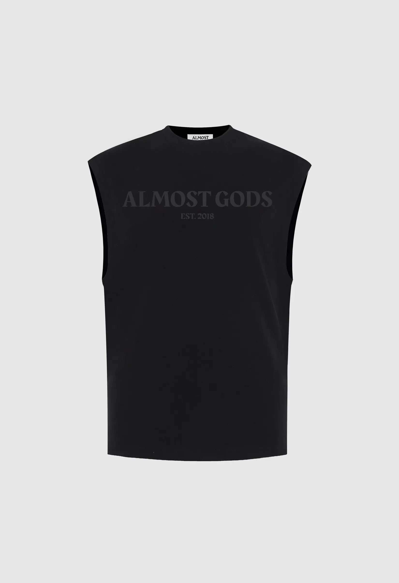 Almost Gods Est 2018 Sleeveless Tee In Black