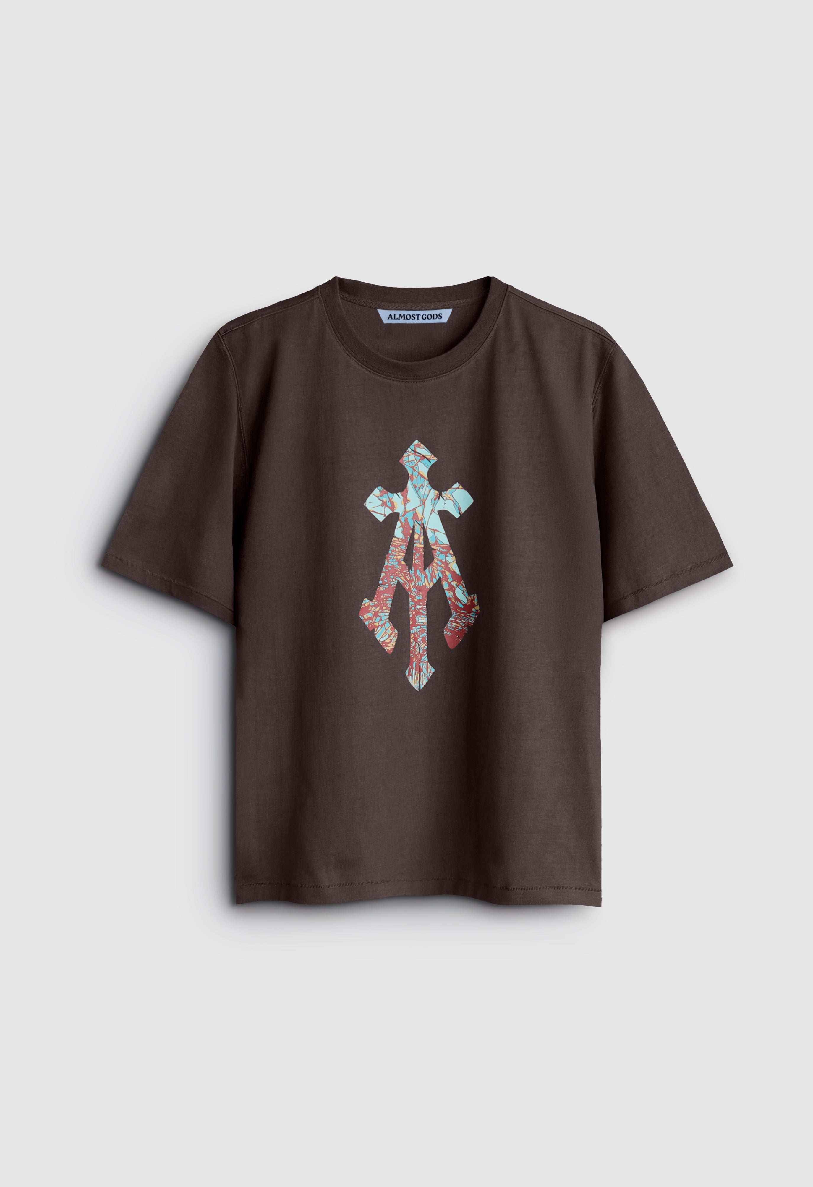 Shattered Alpha Cross Relaxed Tee with Pigment Wash