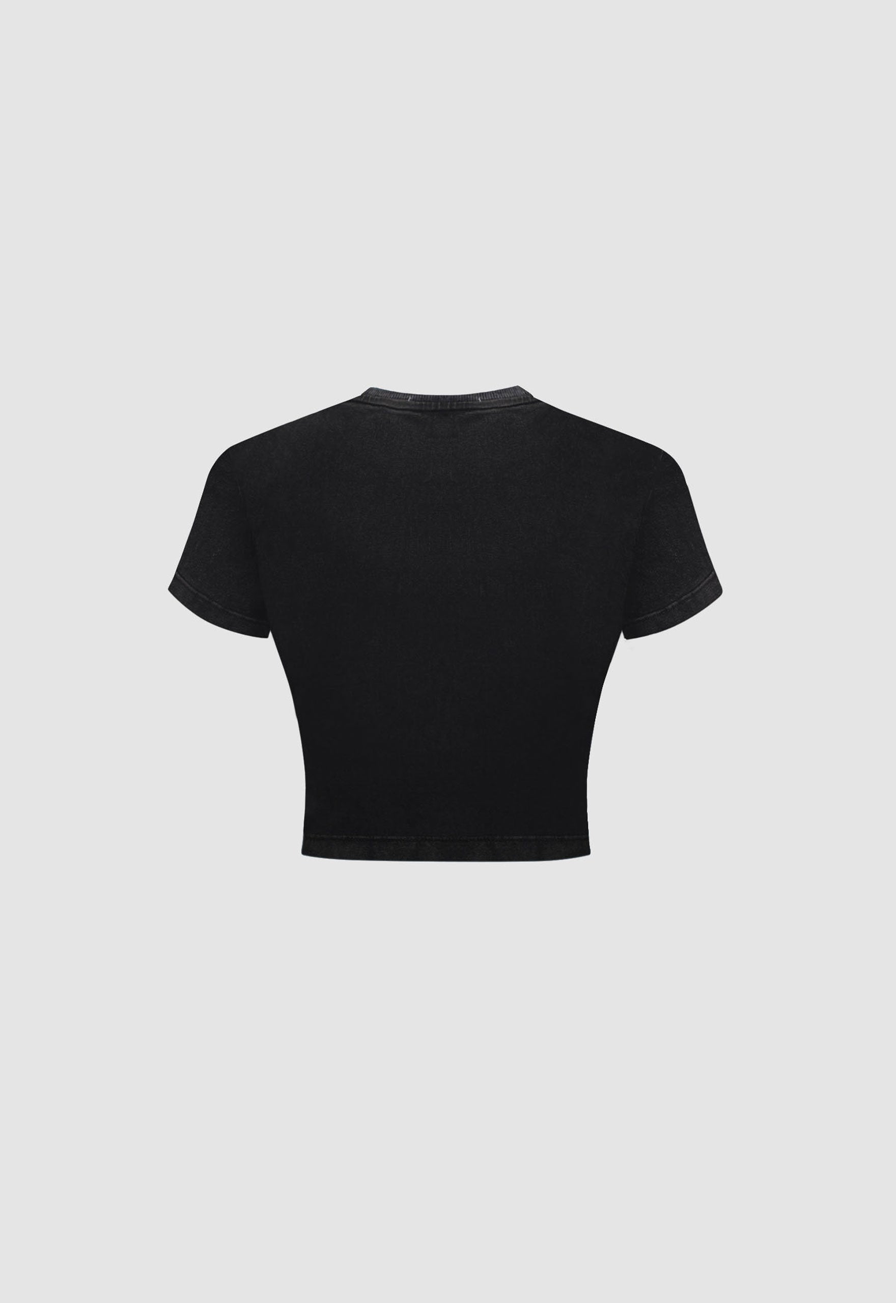 Stonewashed Gothic Baby Tee In Charcoal Black