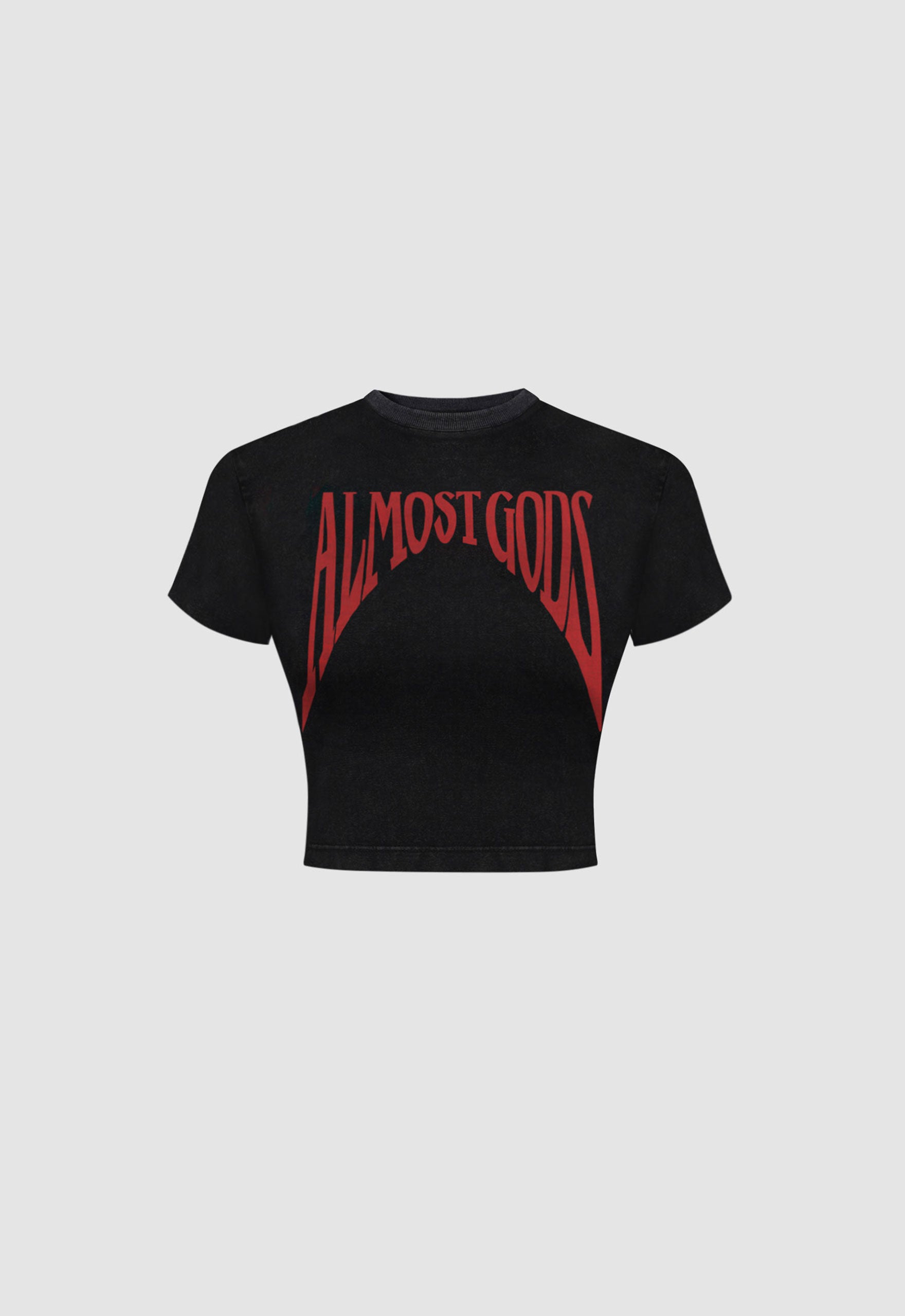 Stonewashed Gothic Baby Tee In Charcoal Black