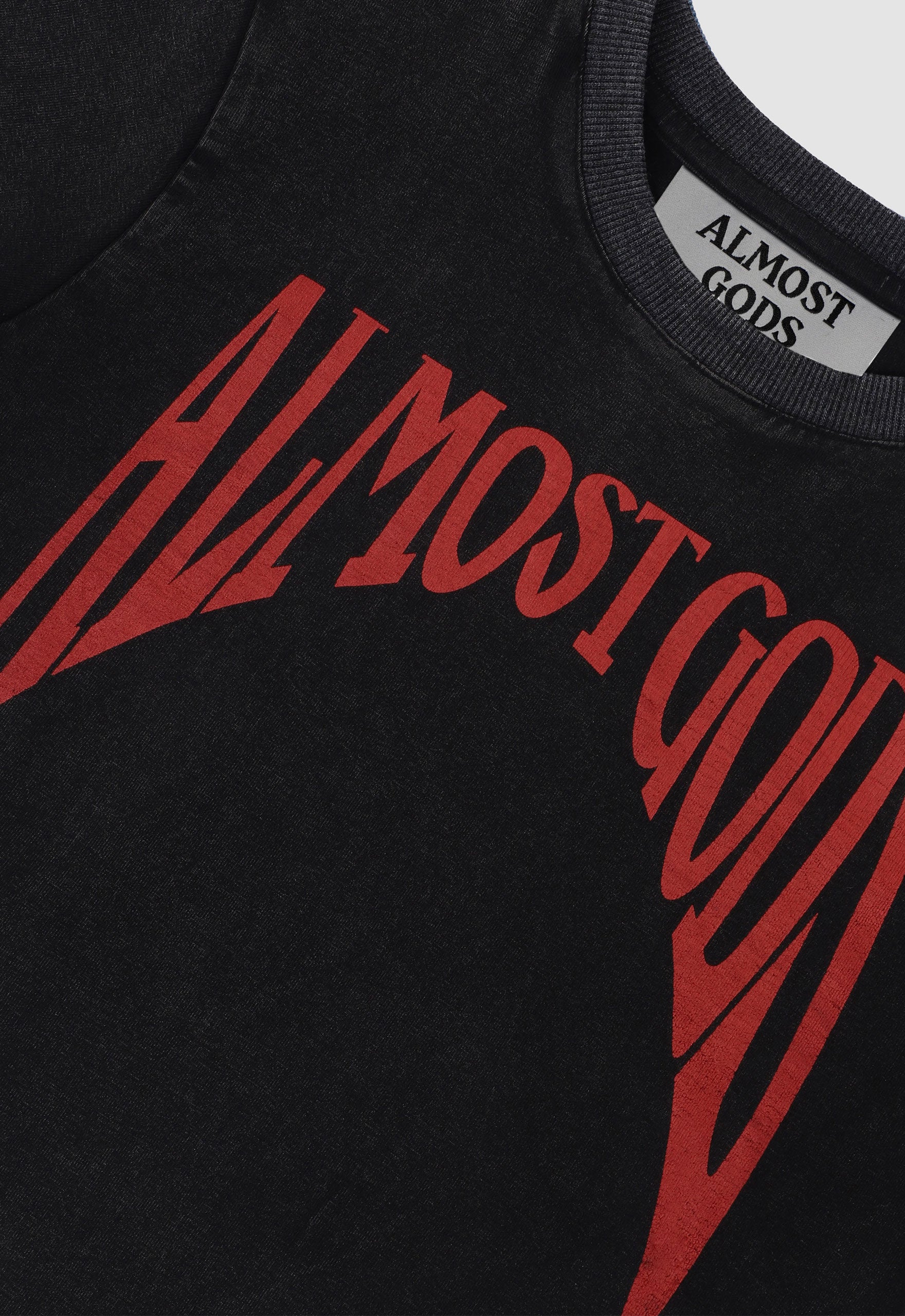 Stonewashed Gothic Baby Tee In Charcoal Black