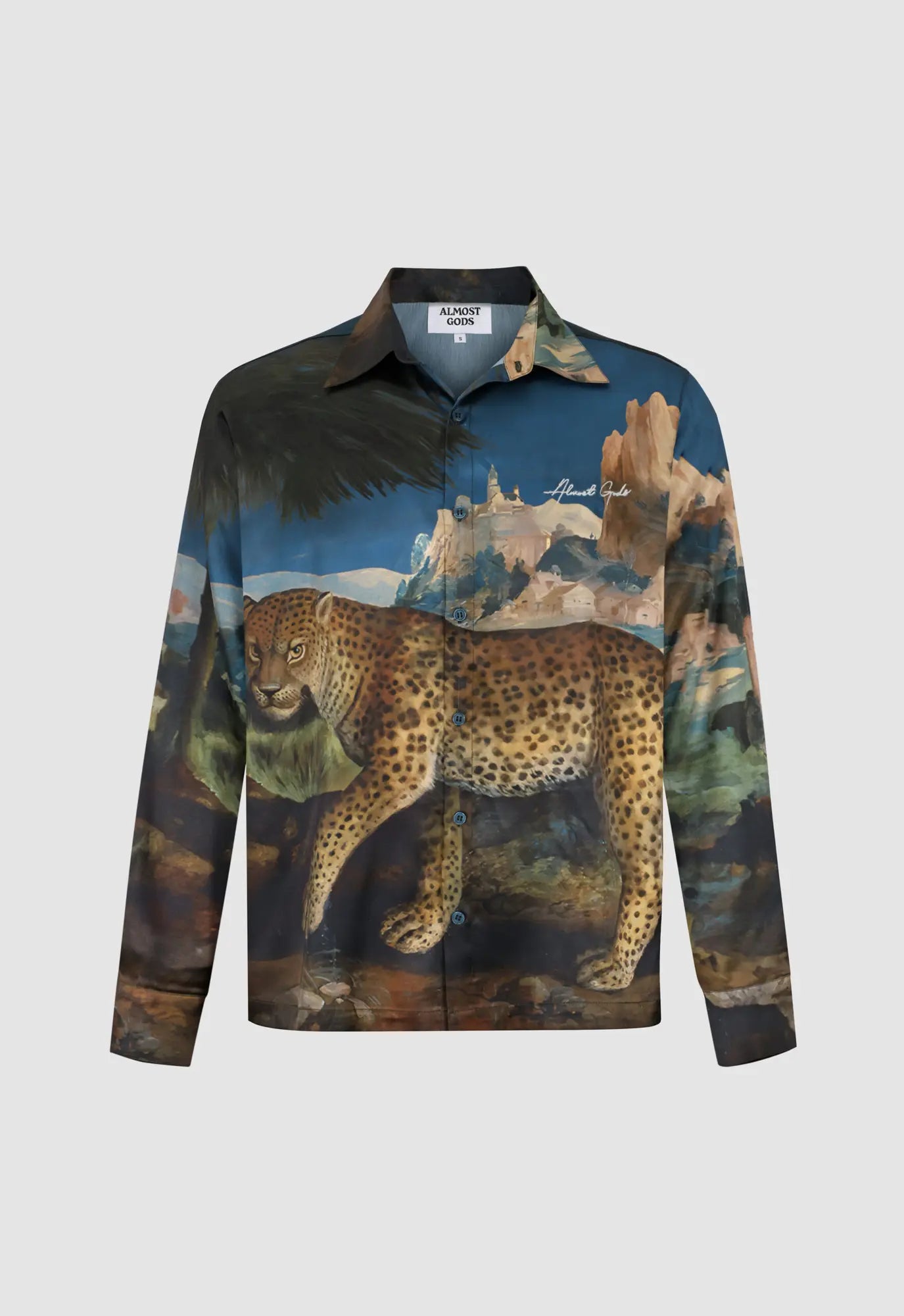 Palm Leopard Japanese Satin Shirt