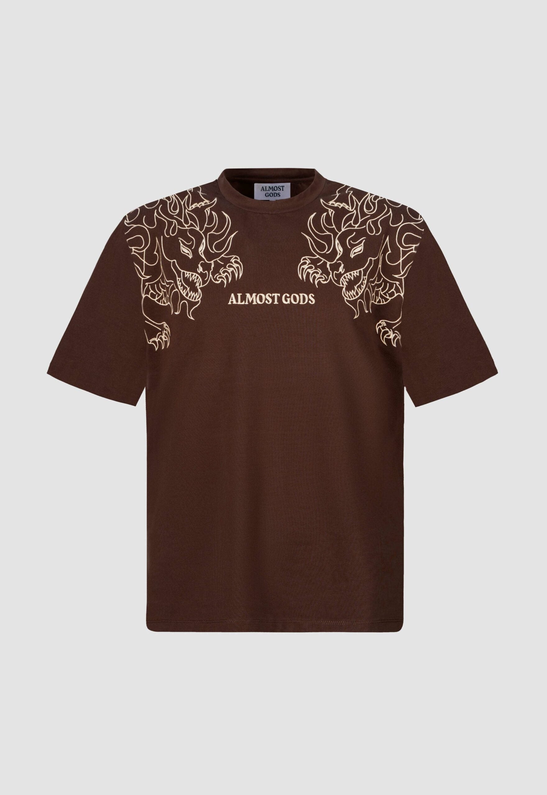 Leviathan Embroidered Boxy Tee in Brown