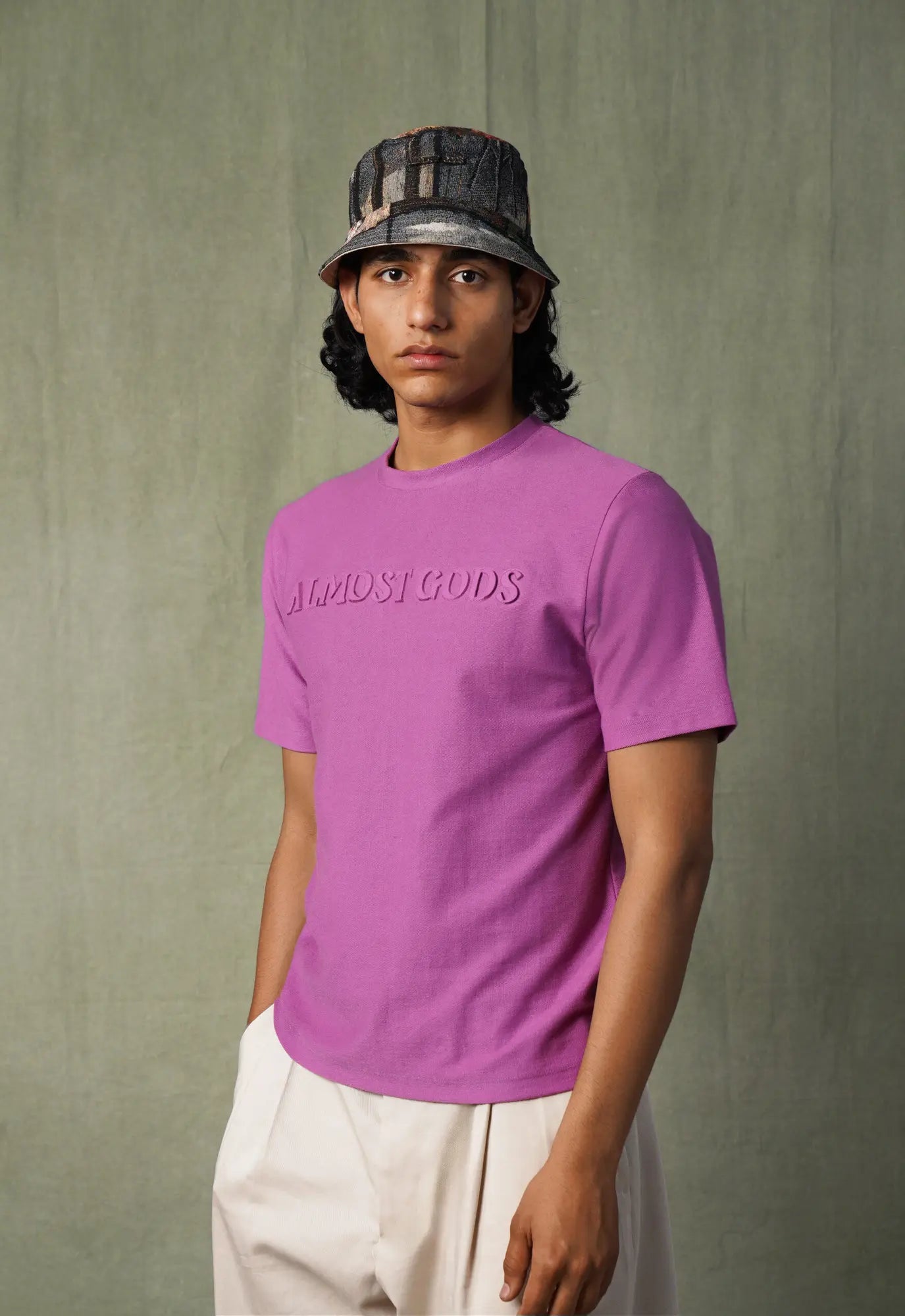 Almost Gods Embossed Knit Tee in Mauve