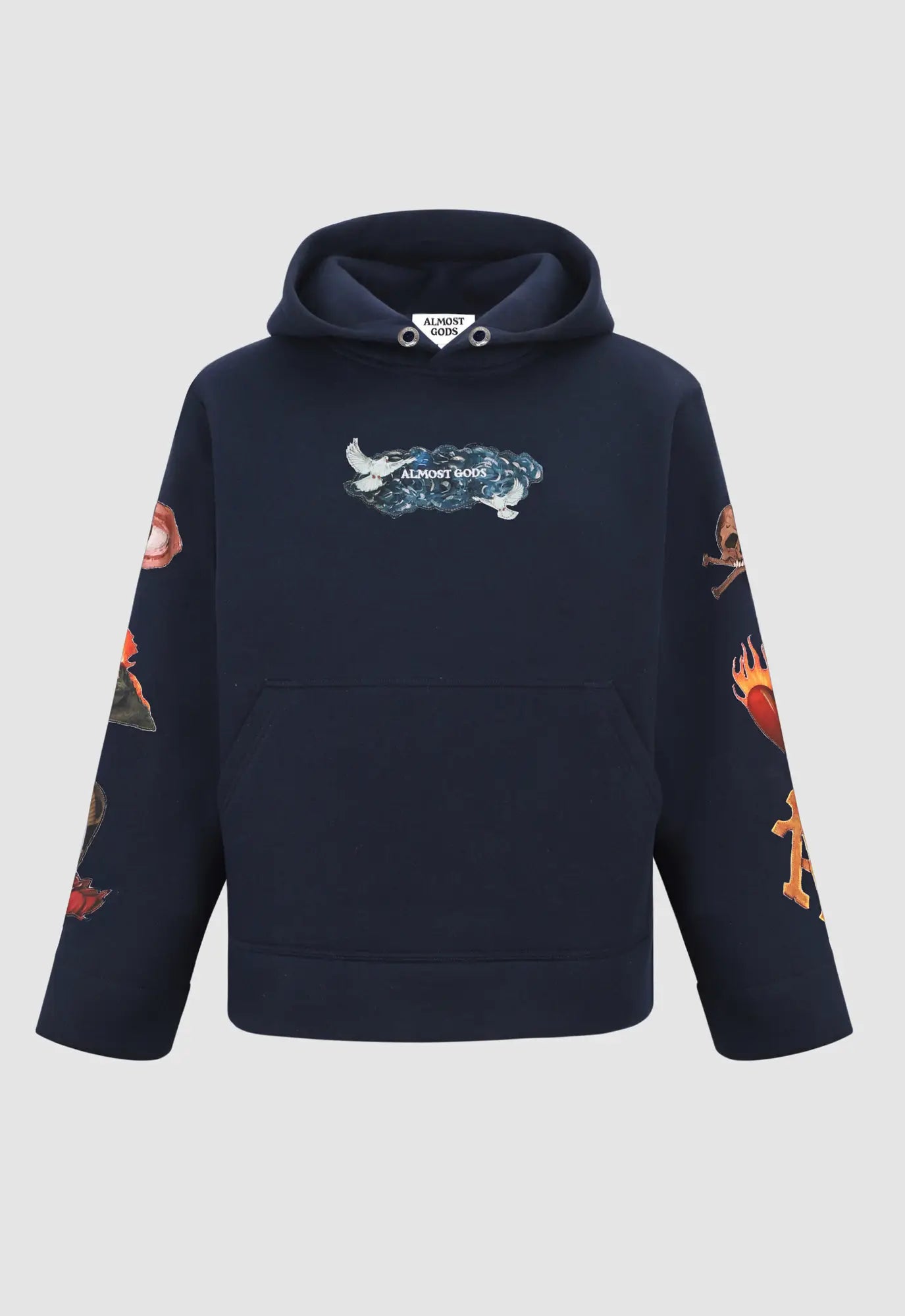 All Seeing Patched Hoodie in Navy Blue