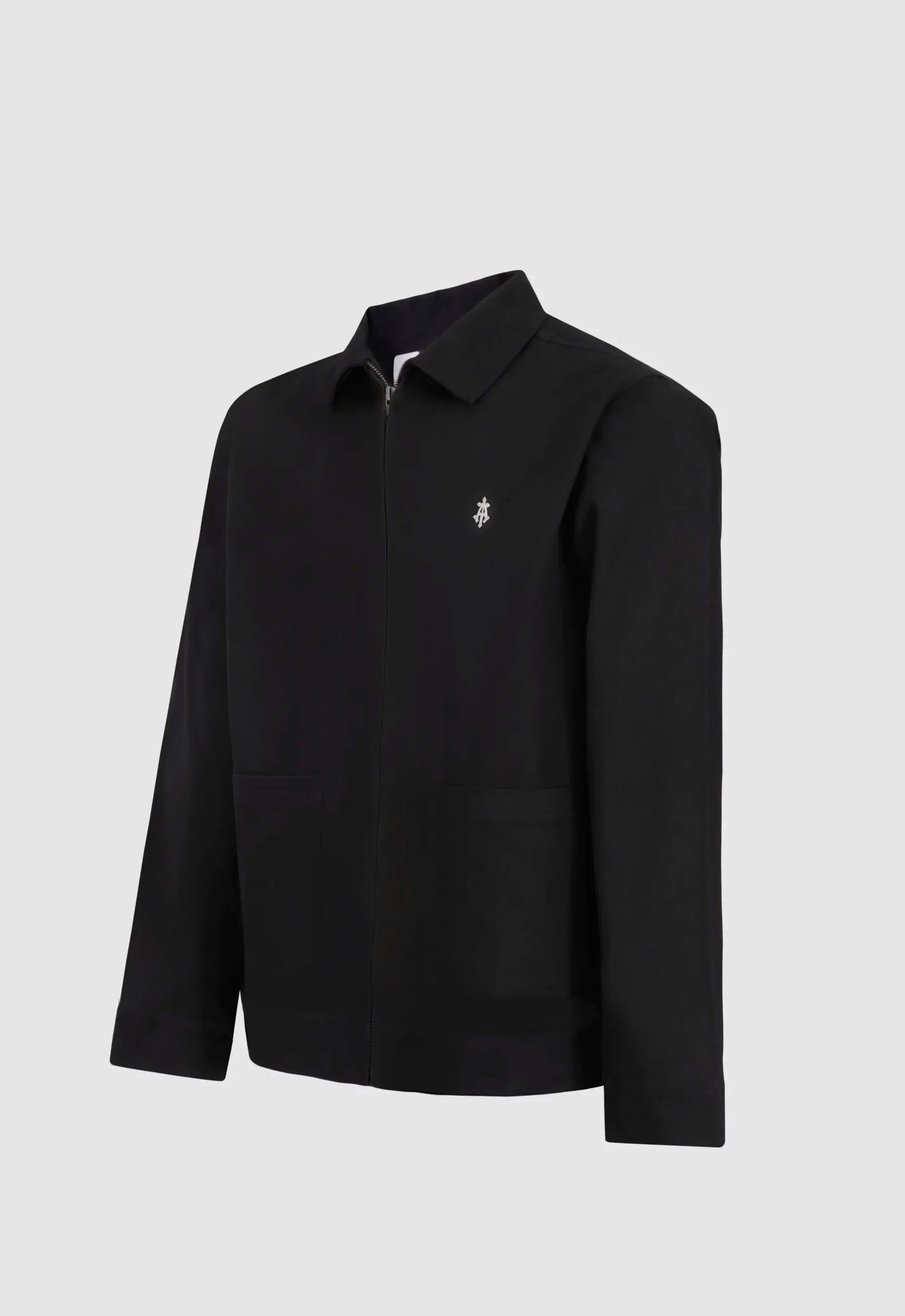 Constructed Artist Jacket In Black Cotton Twill