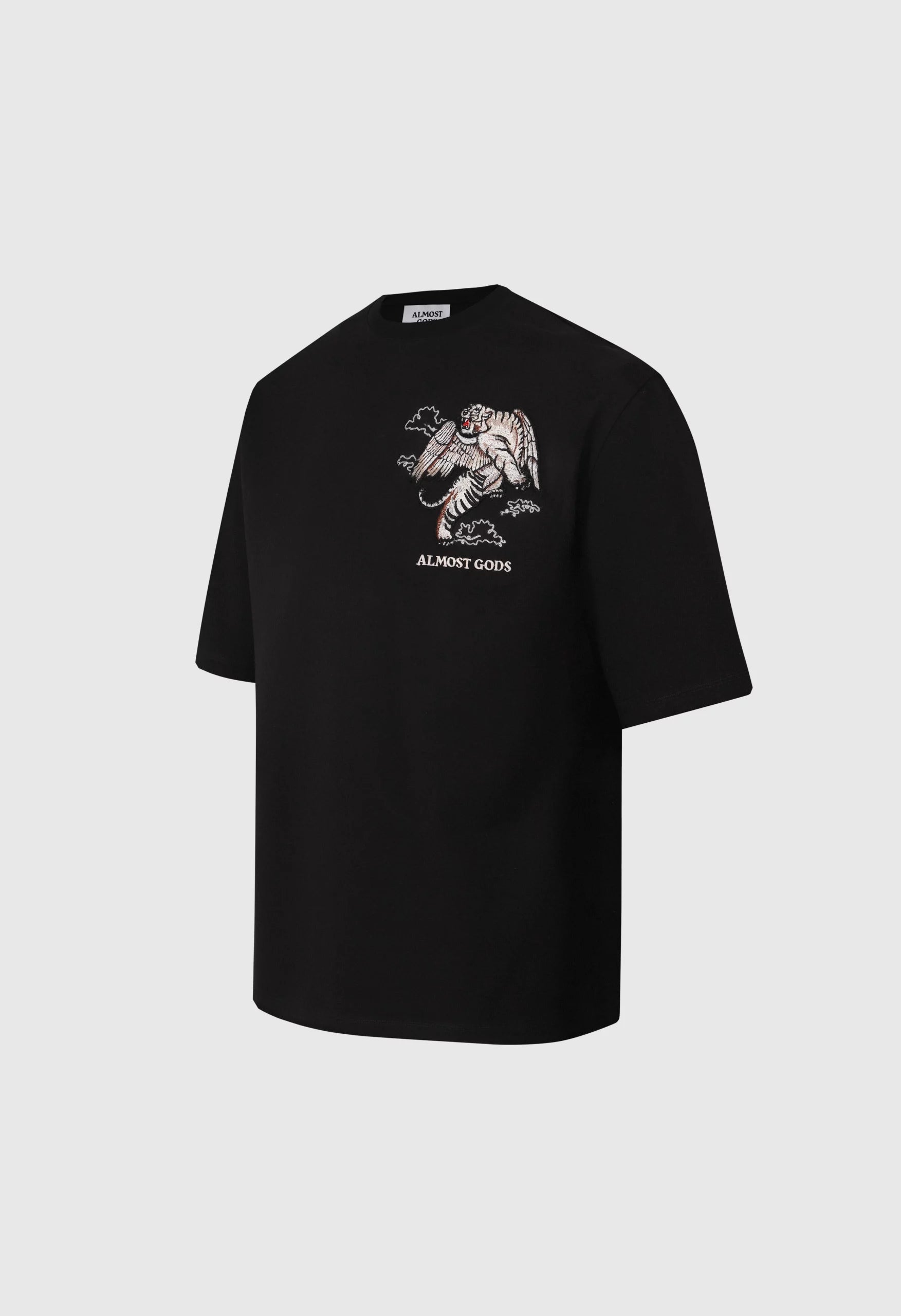 Winged Tiger Embroidered Boxy Tee In Black