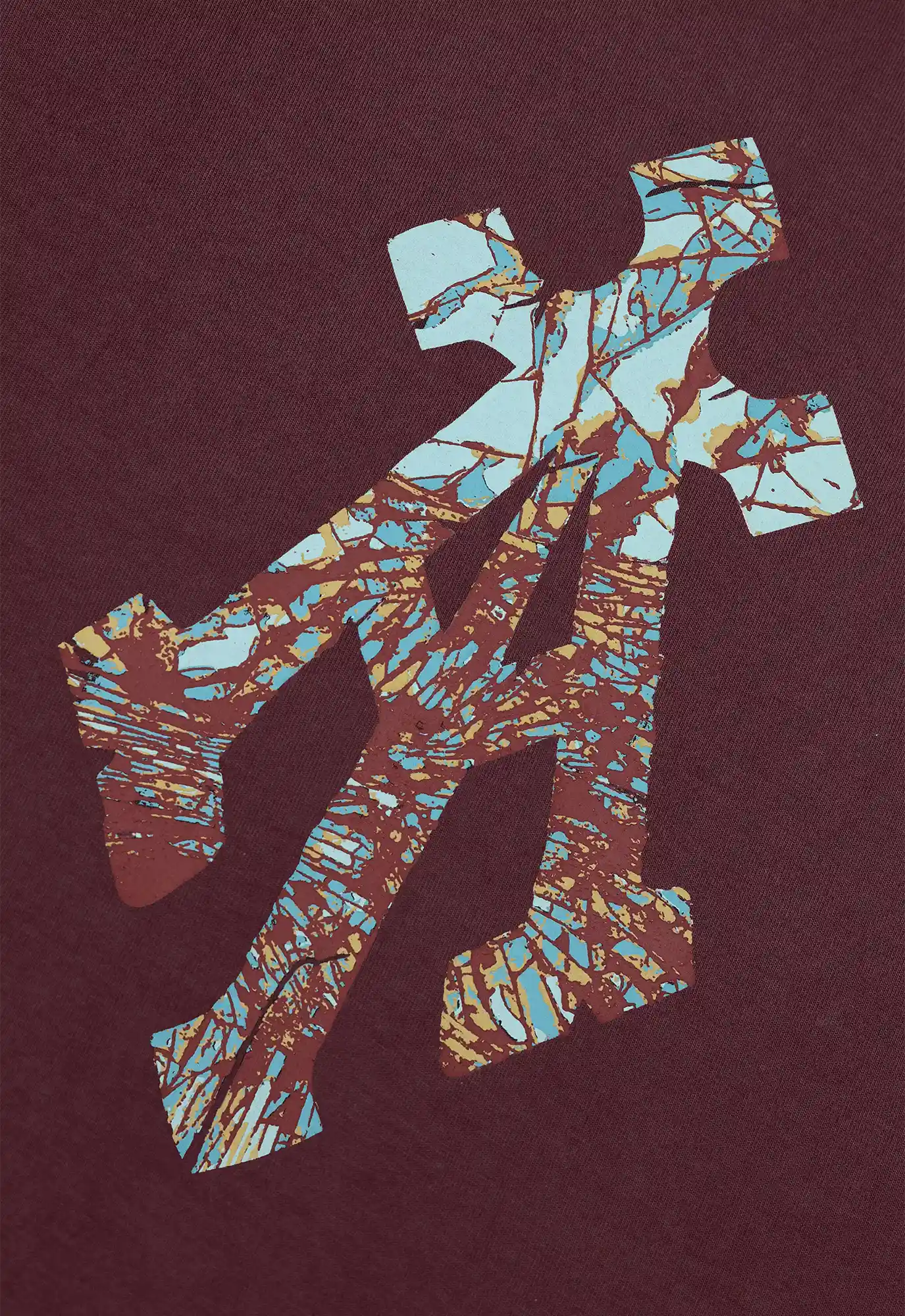 Shattered Alpha Cross Relaxed Tee in Rust