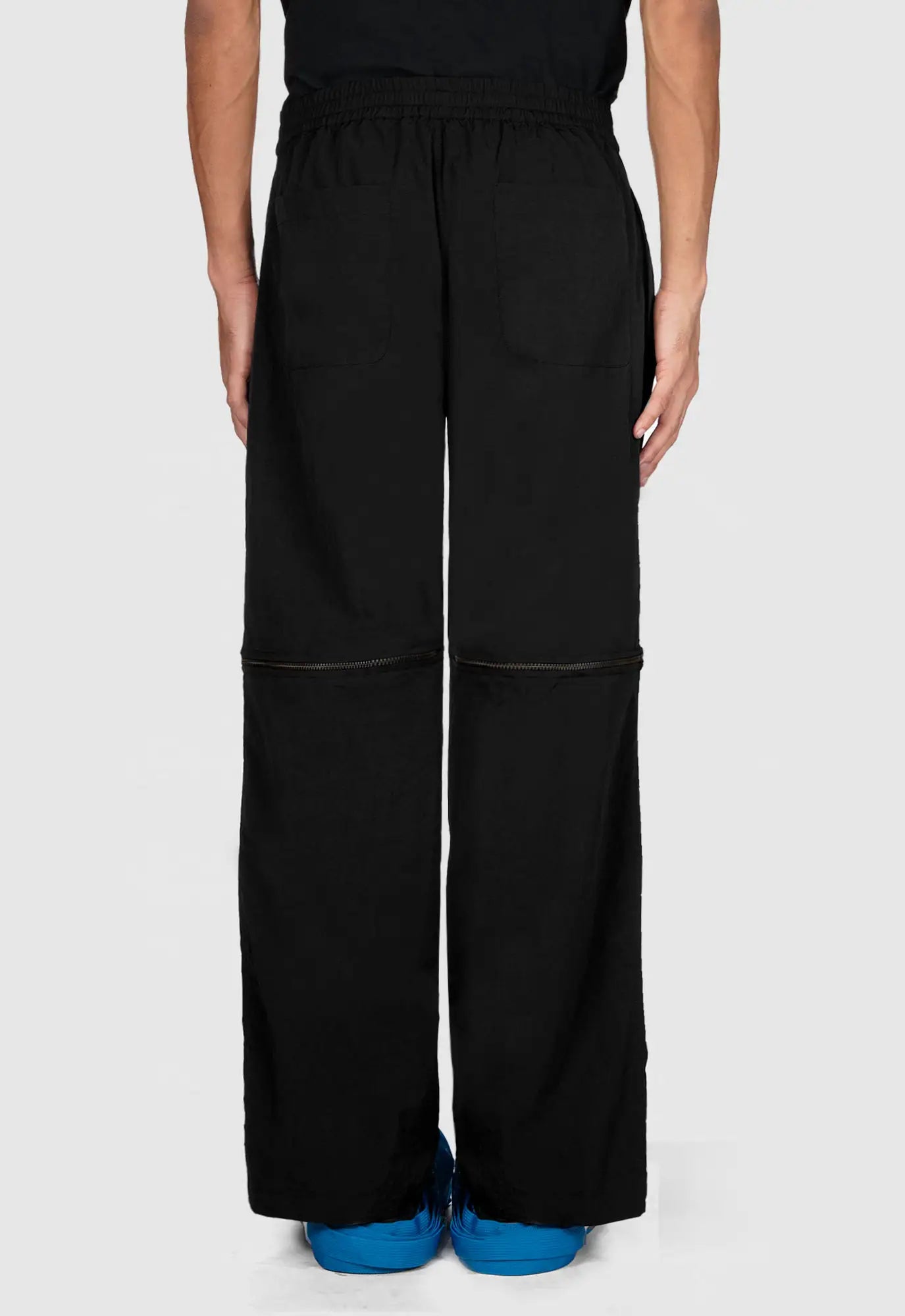 Crushed Nylon Detachable Zip Pants In Black