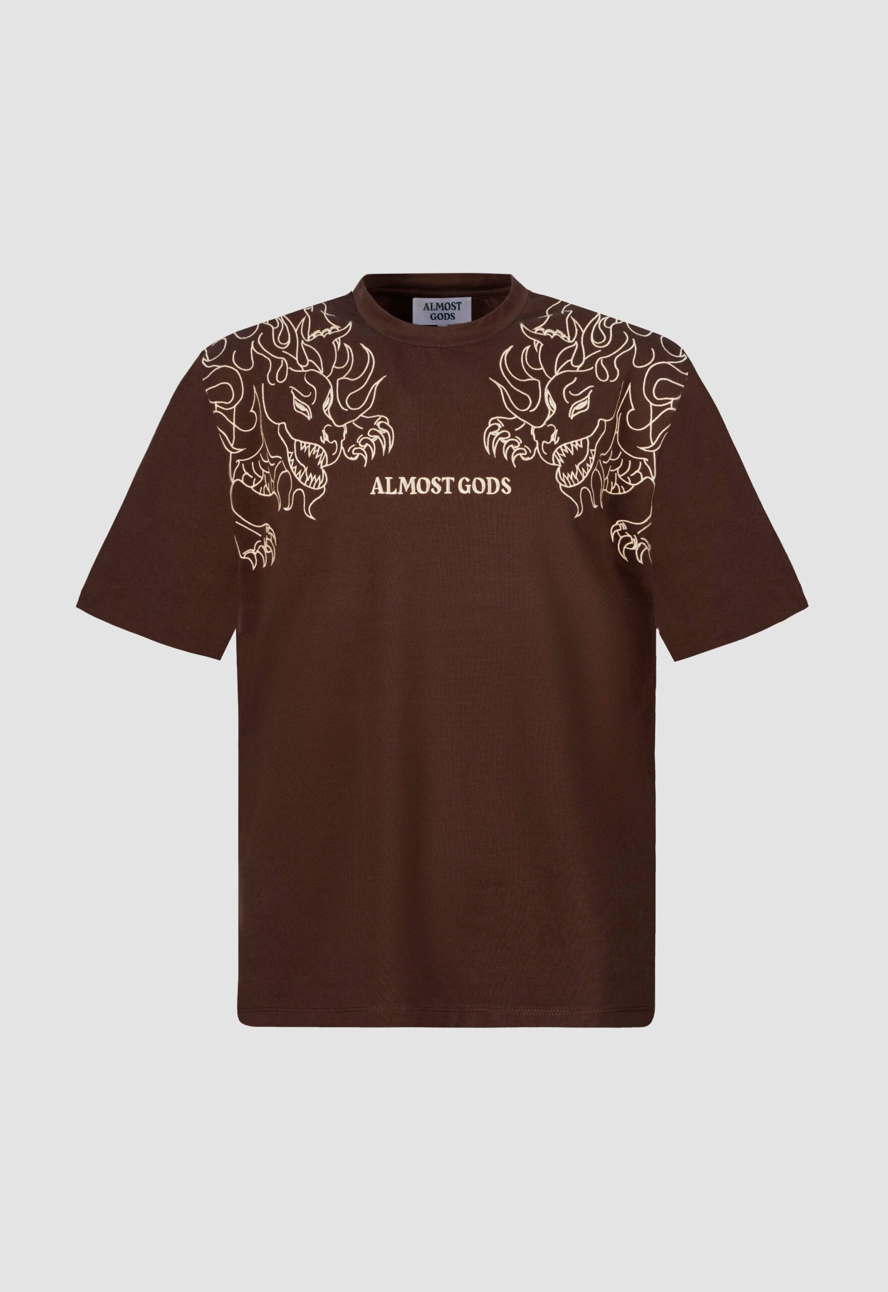 LEVIATHAN EMBROIDERED TEE IN BROWN - almostgods.com