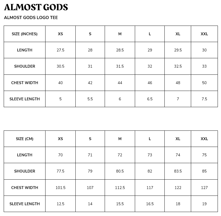 ALMOST GODS LOGO TEE IN BLACK - almostgods.com